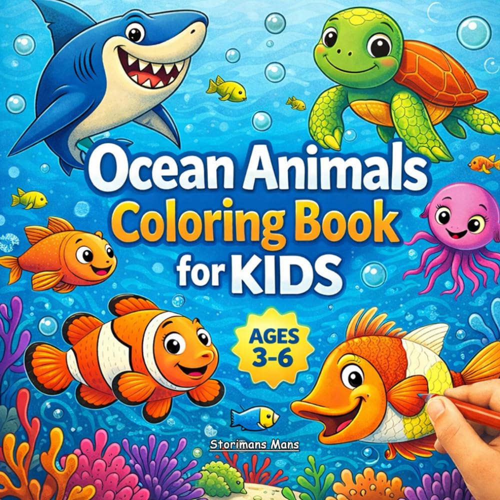 Ocean Animals CB kids 3-6: Big, Simple Sea Creature Coloring Pages for Preschool & Kindergarten (Turtles, Sharks, Dolphins, Whales & More)