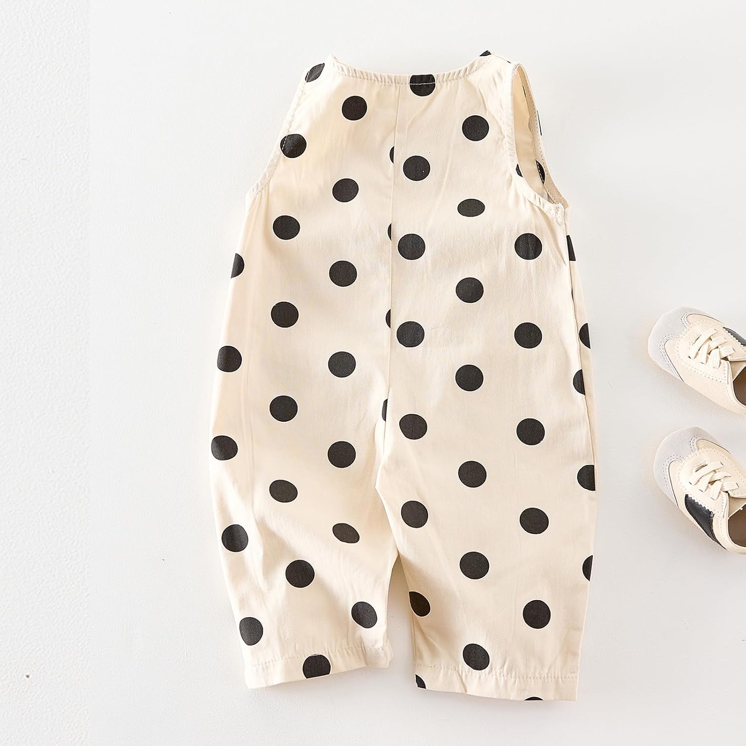 Unisex Baby Round Neck Dot Print Romper – Soft Cotton Blend, Spring/Autumn Breathable & Durable Jumpsuit
