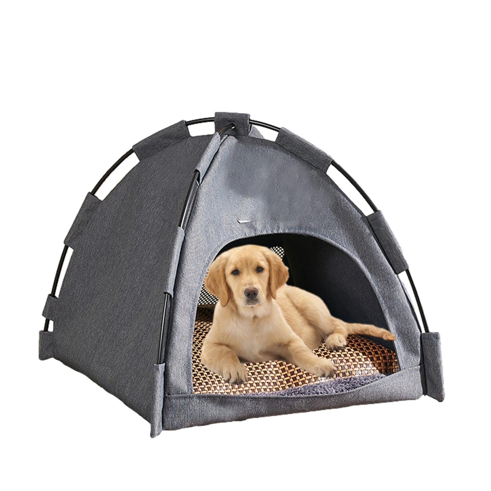 Foldable Cat Tent For Outside - Dog Teepee Tent With A Cooling Bed Mat Breathable Washable Pet Puppy Kennel Dog Folding Indoor Outdoor House Bed