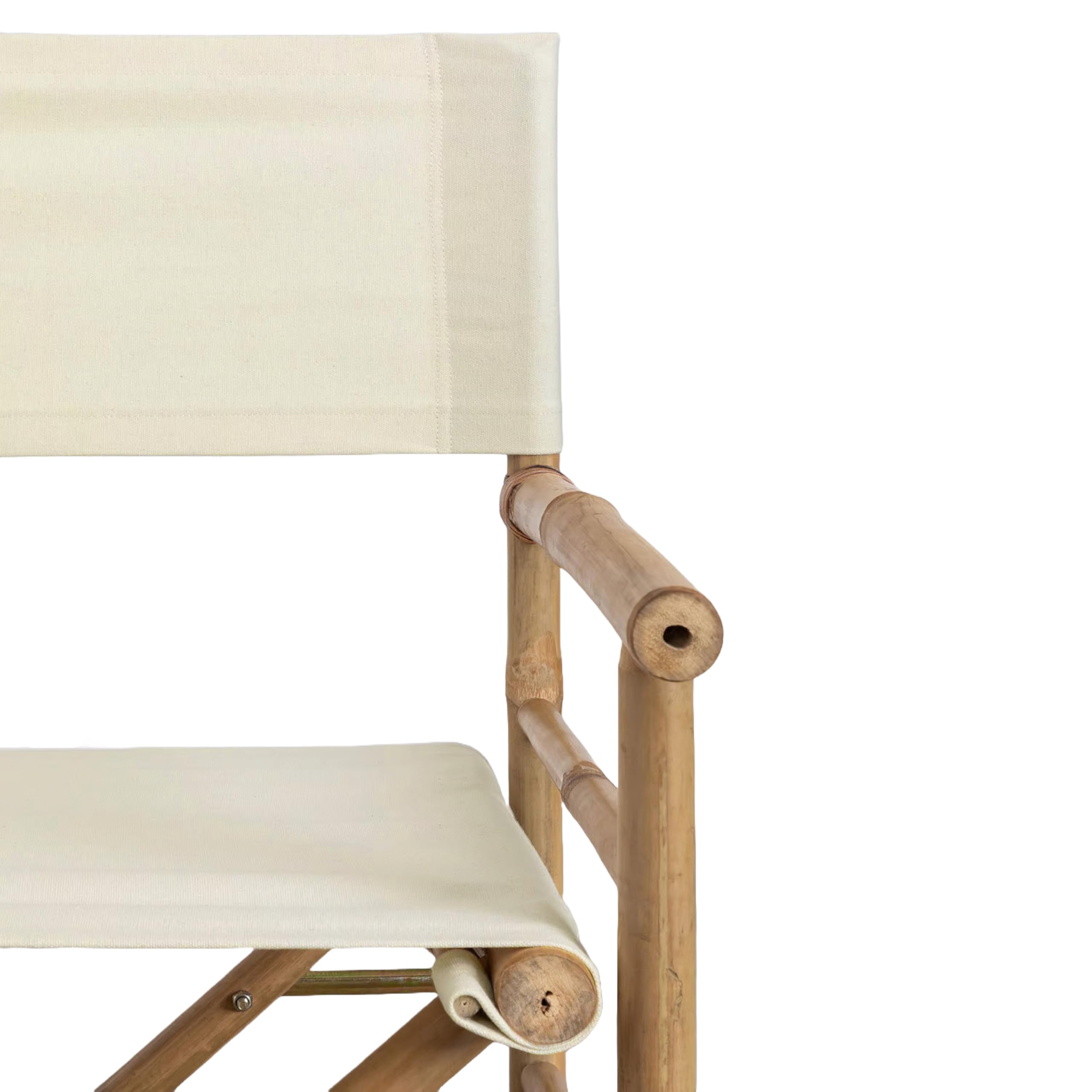 Brigros Estosa - Sedia regista in Bamboo con Telo in Cotone Bianco Set da 2-91x47x44 cm - Design Naturale e Confortevole, poltrona da giardino, poltrona in bamboo (Bianco)
