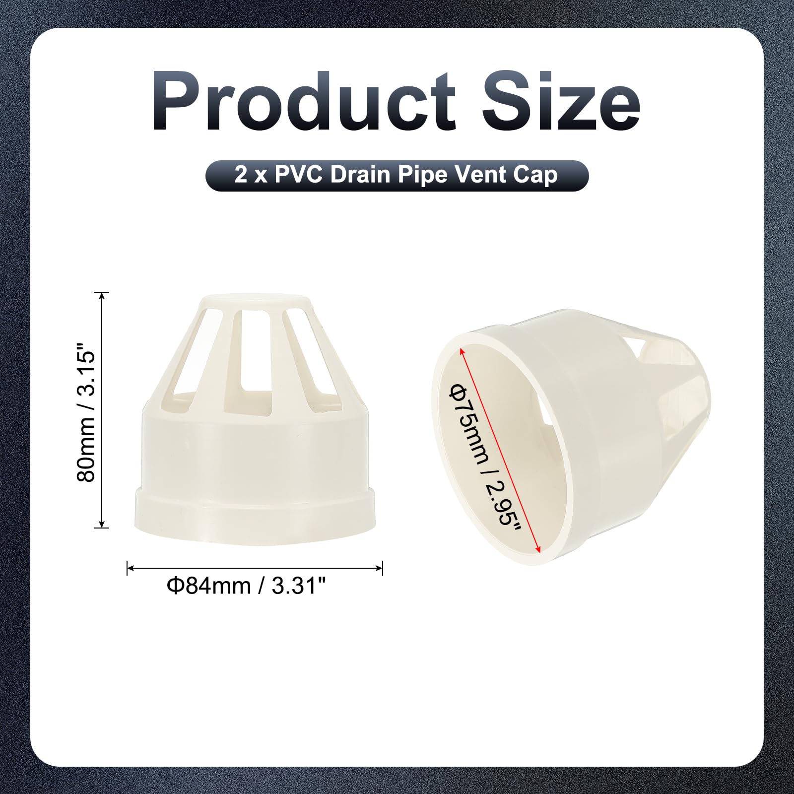 PATIKIL 2 Pcs PVC Drain Pipe Vent Cap - Image 2
