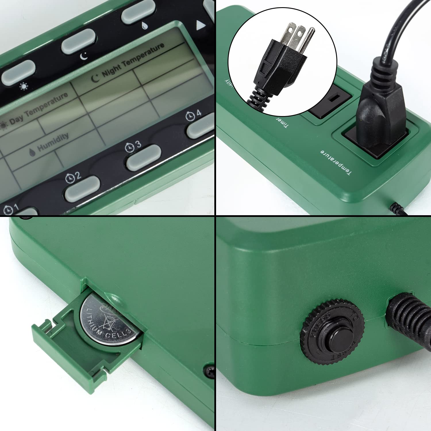 REPTI ZOO Termometro digitale per rettili igrometro regolatore per rettili serbatoio acqua terrario impermeabile rettile timer con termostato regolatore timer illuminazione