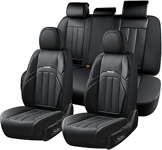 Coverado Funda de asiento de automóvil, funda para asiento completo de automóvil, cuero de primera calidad, ajuste universal, impermeable, protector de asiento de automóvil, cojín antideslizante para