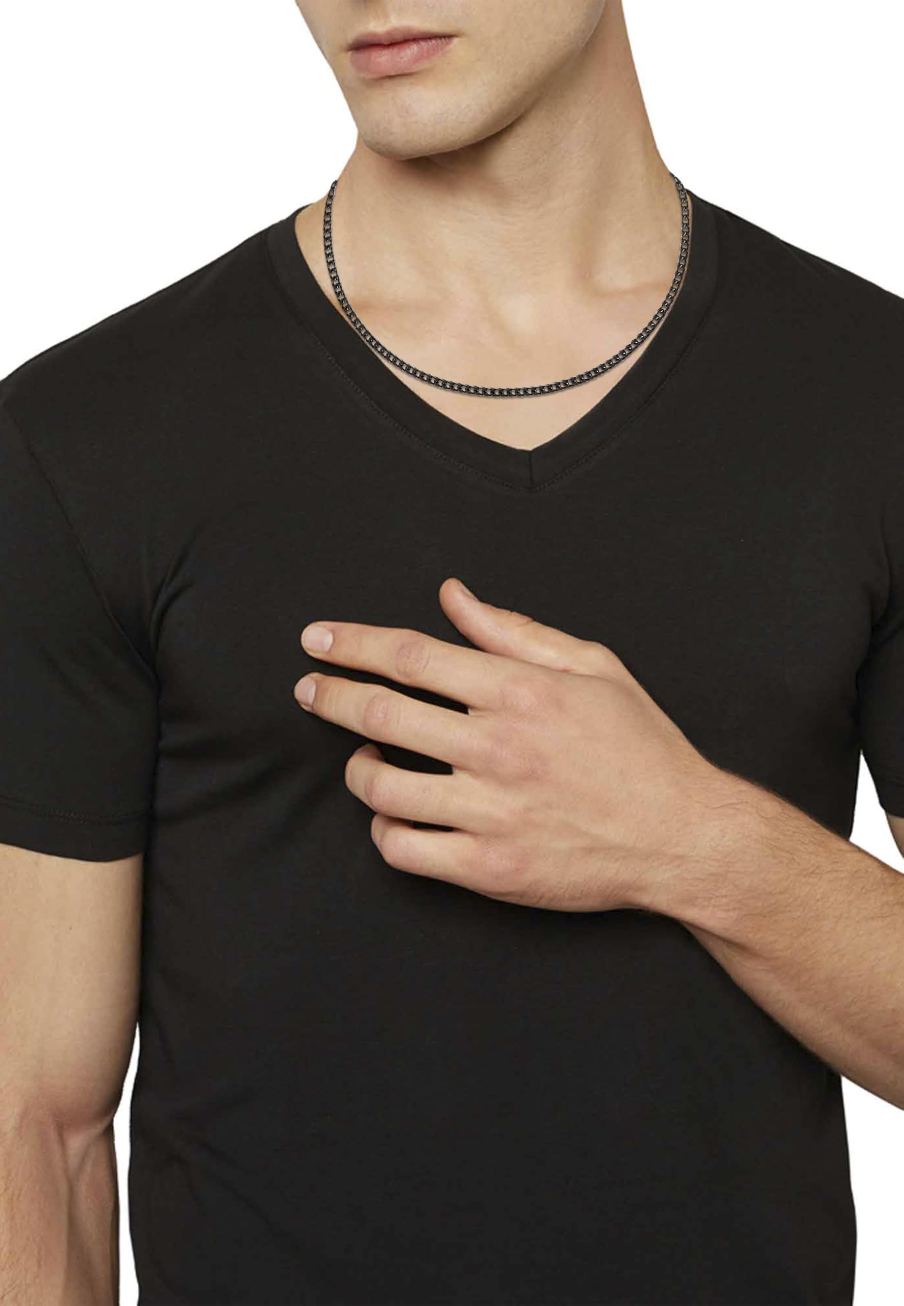 Breil, Collezione Ted Ext, Collana Uomo in Acciaio Lucido Bicolor Nero e Silver, con Catena Intrecciata, Chiusura Regolabile, Lunghezza fino a 52 cm, Idea Regalo Uomo