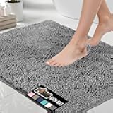 GORILLA GRIP Bath Rug Mat, Thick Soft Absorbent Chenille, Quick Dry Microfiber Mats, Rubber Backing Washable Shower Floor Rugs, Bathmat Runner, US Designed Bathroom Home Decor Accessories 24x17, Grey