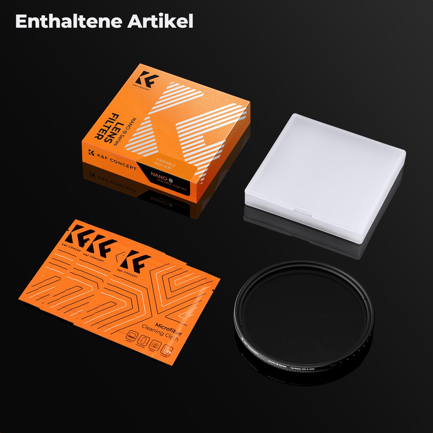 K&F CONCEPT 43mm ND Filter Variabler Graufilter ND2-ND400 (1-9 Blendenstufen) mit DREI Reinigungstücher für Landschaftsfotografie（Nano-Basic Serie）