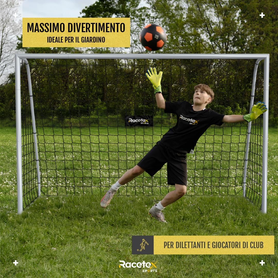 Racetex Porta da calcio per giardino e bambini resistente alle intemperie robusto telaio in metallo ancoraggi a terra