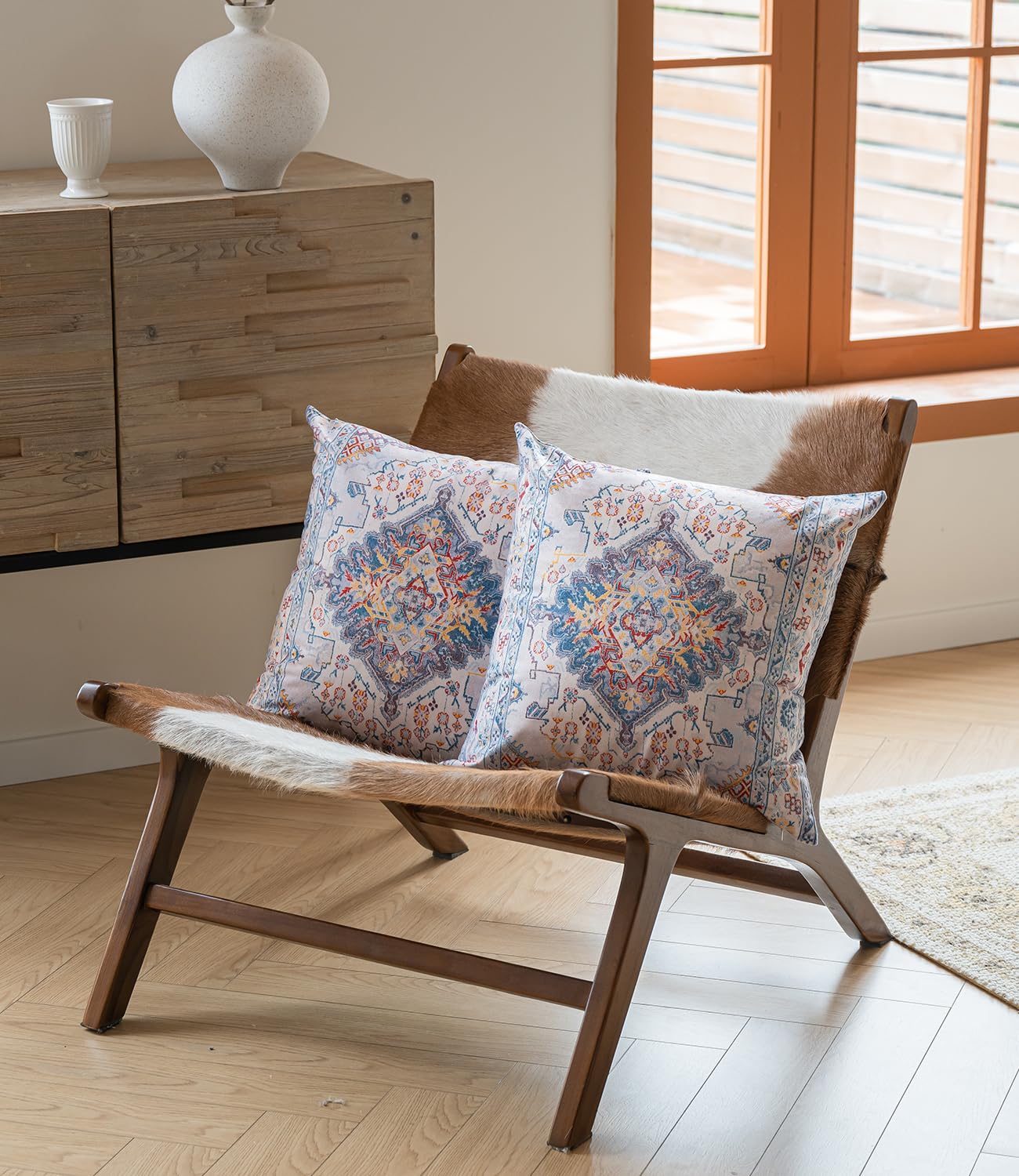 Vorysum Cushion Covers 45x45 cm Pack of 2 Short Plush Soft Decorative Cushion Covers 18"x18" White Modern Boho Decorative Retro Throw Pillow Covers for Sofa Living Room Outdoor Garden - Image 4