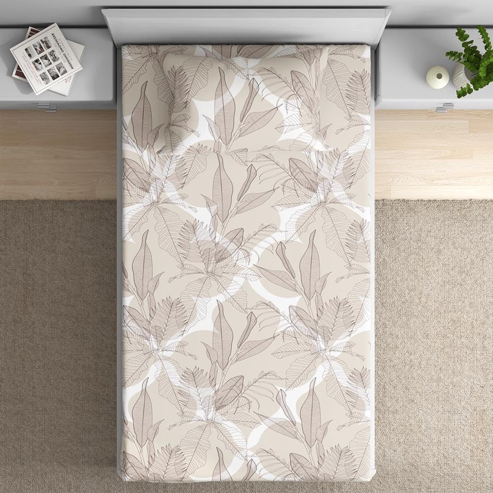 Wakefit Cotton Fitted Bedsheet | 200 TC Elastic Fitted Sheet, Single Bed Bedsheet with 1 Pillow Cover | Mekko - 72x36 inches