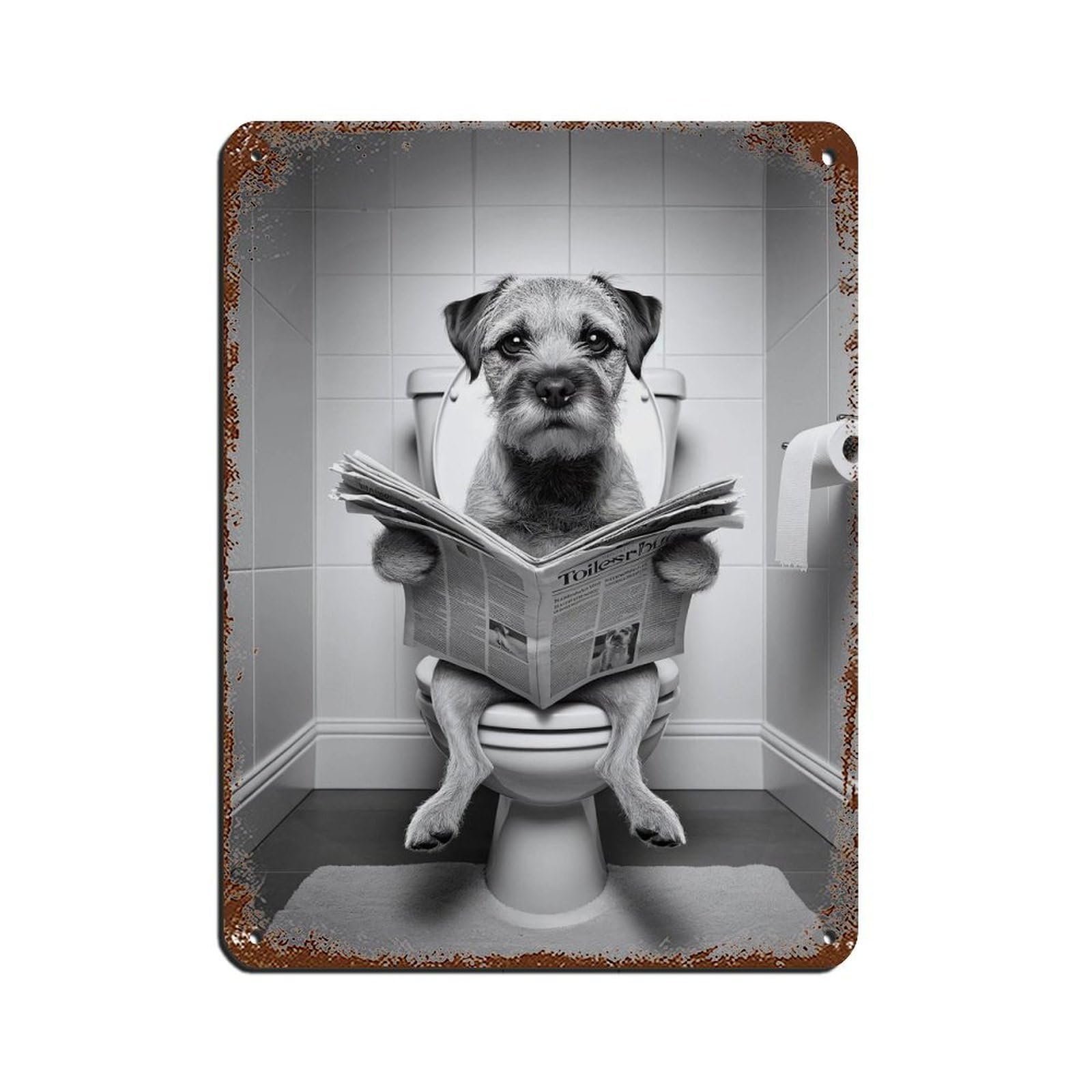 Border Terrier, Funny Bathroom Decor Tin Sign Vintage Metal Pub Club Cafe Bar Home Wall Art Decoration Poster Retro 12x16inch(30x40cm)