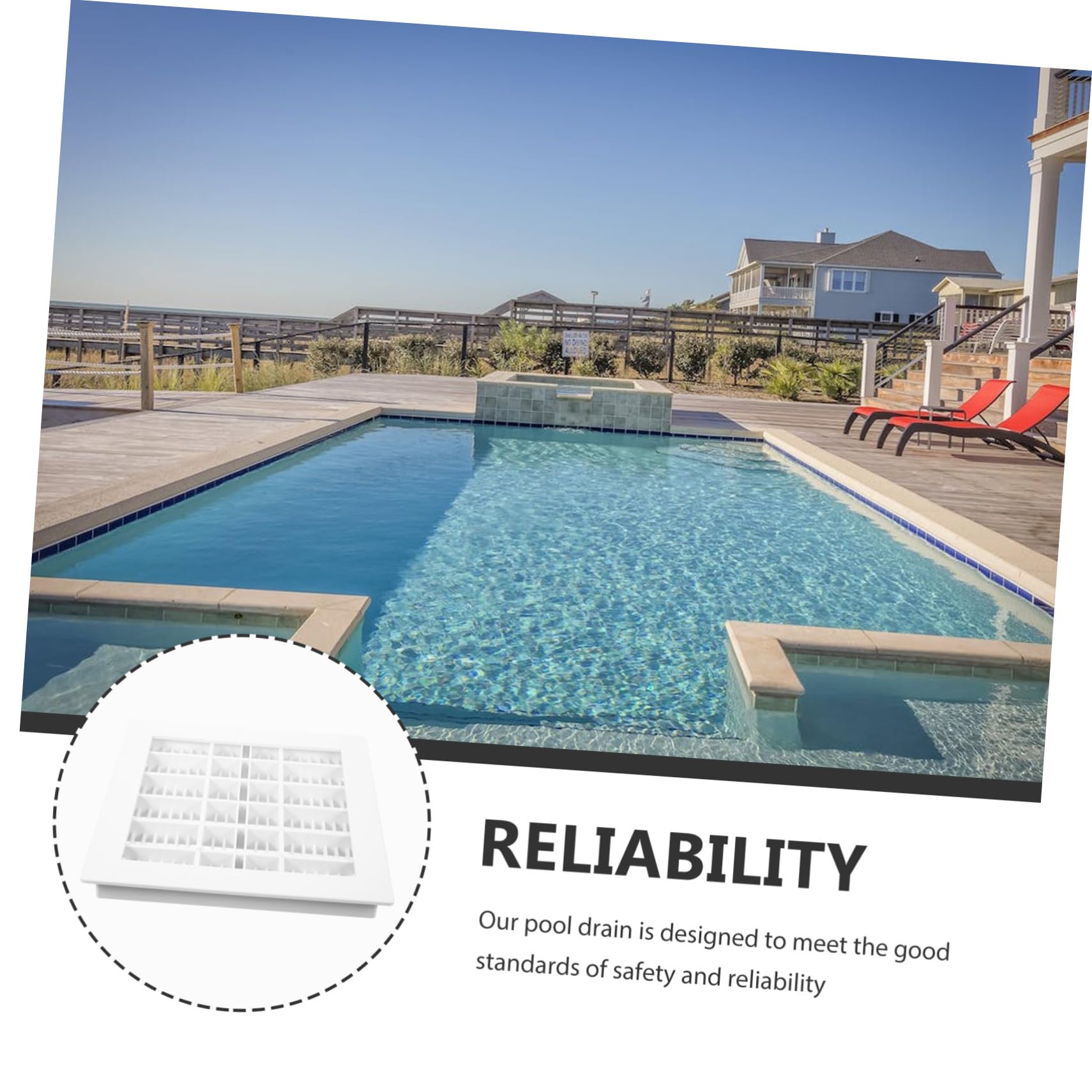 Cubierta Confiable y Seguro de Drenaje de Piscina de Plástico Cuadrada Sumidero de Color Claro para Accesorios de Piscinas Desmontables