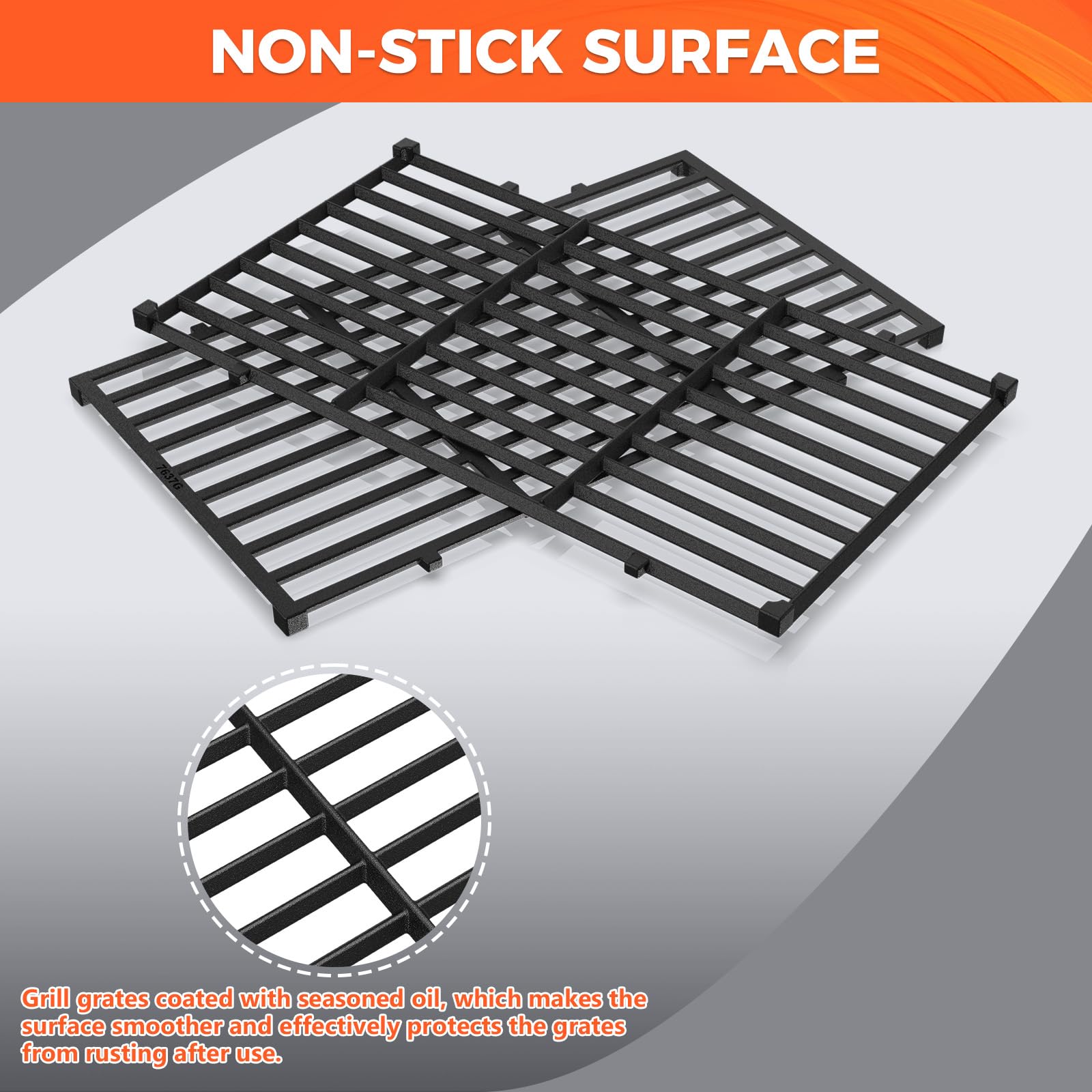 QuliMetal 7637 Grille en Fonte pour Weber Spirit E210, E220, S210, S215 (avec Commandes frontales), 44,5 × 26 cm pièce de Rechange Compatible Weber Spirit 200 & GS4 Spirit II E/S 210, 220, 215