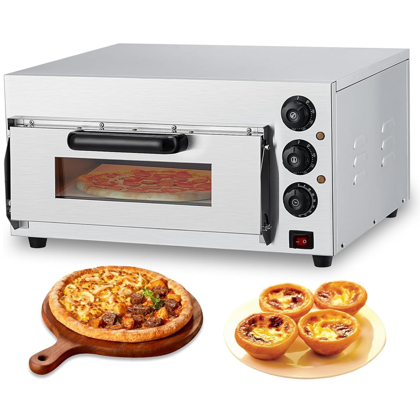 Piano di Lavoro per Forno per Pizza Commerciale, Pizzaiolo Commerciale in Acciaio Inossidabile da 16 Pollici con Timer, Regola La Temperatura da 0 a 350 ℃ per La Casa del Ristorante Dell'hotel
