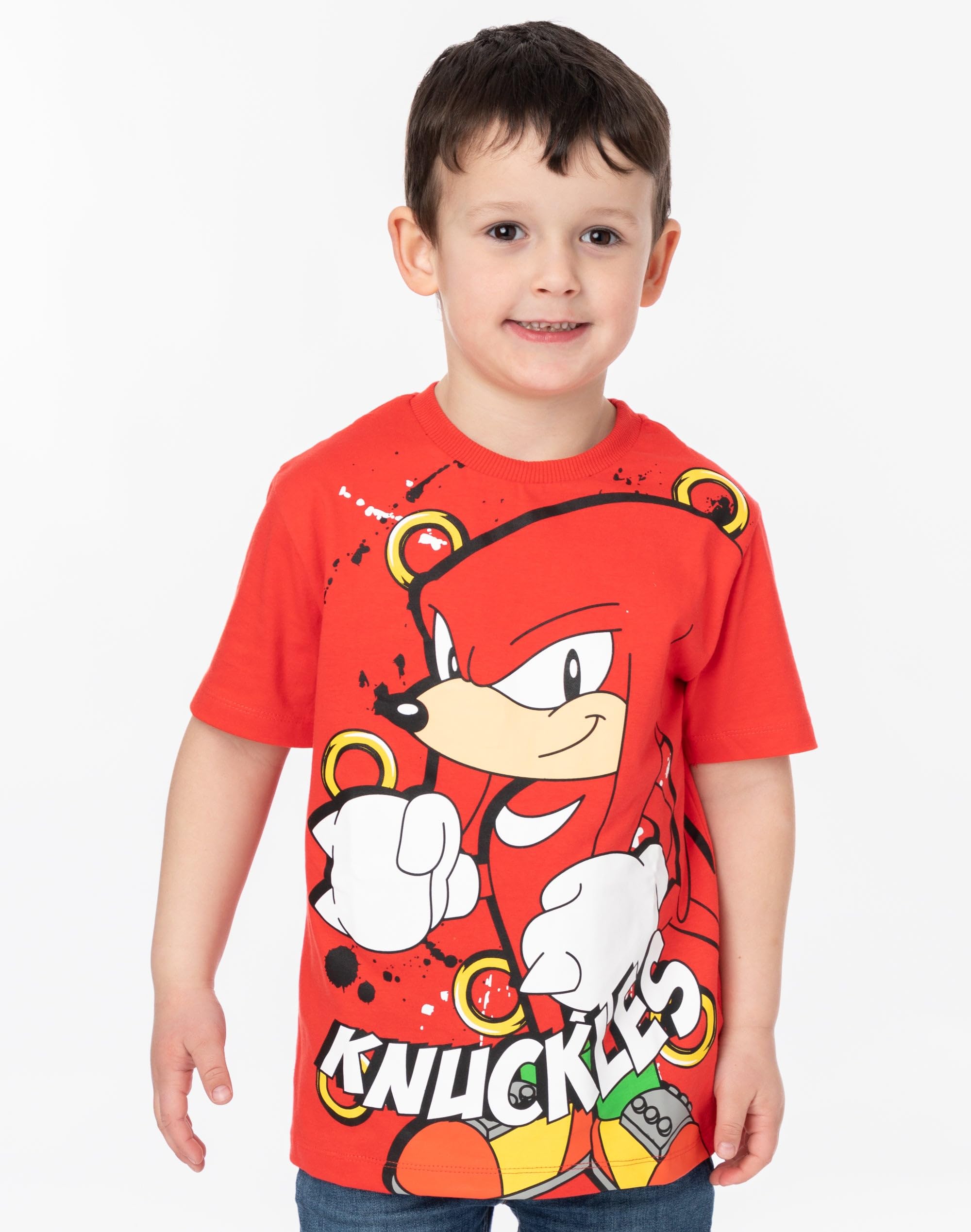 Sonic The Hedgehog T-Shirt 2 Pack Bambini | Ragazzi Ragazze Sonic Knuckles Gioco Film Personaggi Blu E Rosso Top | Doni di Beni per Lui lei