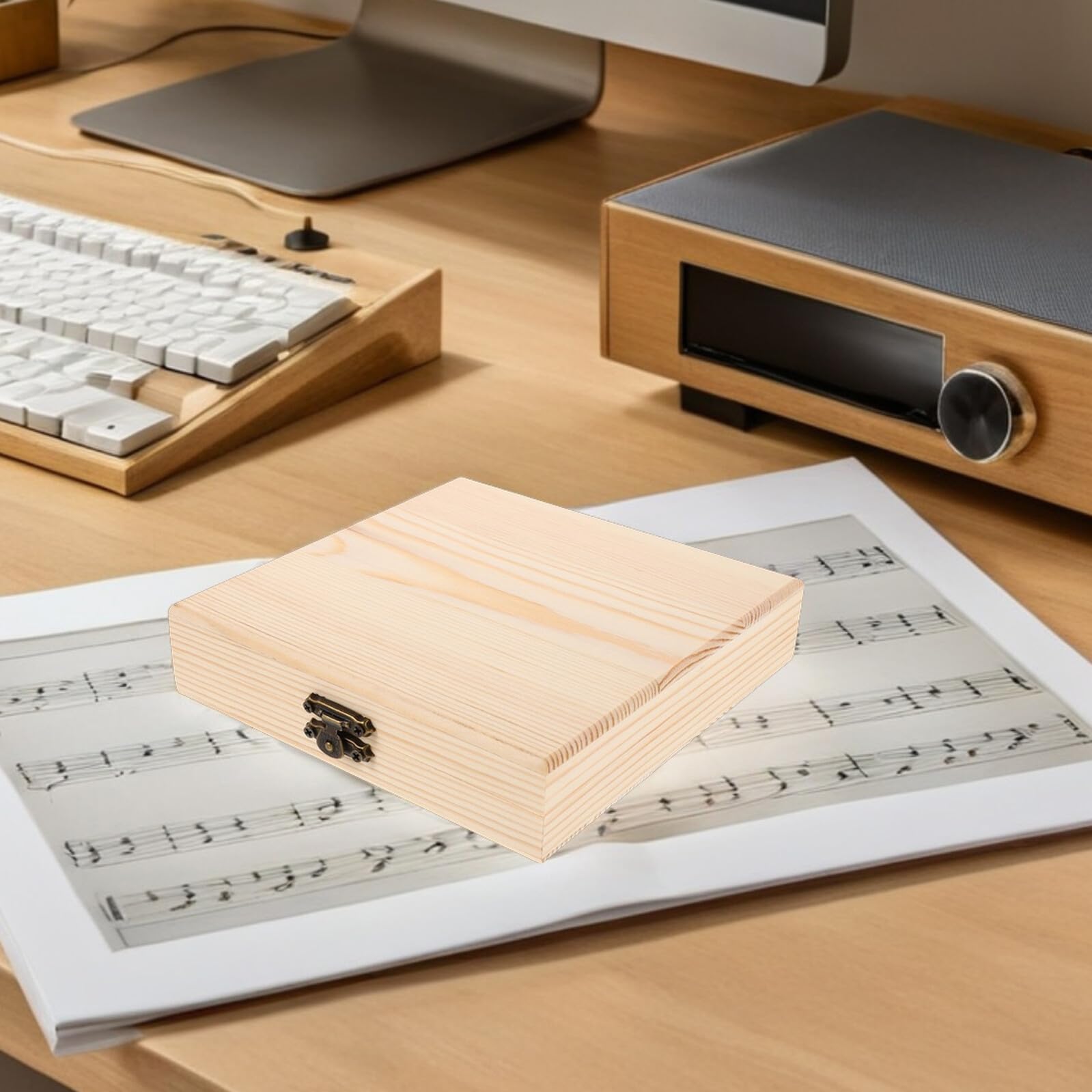 Mikikit Scatola Espositiva per CD e Dvd in Legno Quadrata Stile Rustico e Retrò, Organizer Versatile la Conservazione di Dischi in Casa e Ufficio