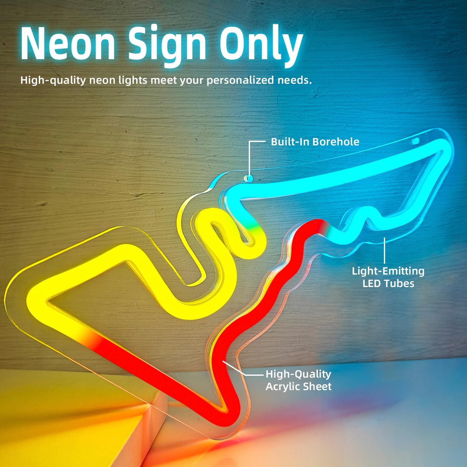 Race Track Neon Sign United States Racing Track Decor Neon Light Sign for Bedroom USB Car LED Sign Light Up Garage Sign for Man Cave Bar Automotive Theme Lighting Decor formula 1 race track Gifts