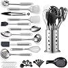 Kitchen Utensils Set, 39 Pieces Stainless Steel Cooking Utensils Set, Spoon Spatula Set with Sturdy Stainless Steel Utensil Holder, Dishwasher Safe