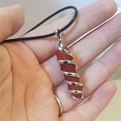 Miniatura 3 de Collar de cristal de cornalina real para mujer, piedras preciosas en bruto y curativas para los chakras, dije con auténtico cristal rojo joya de