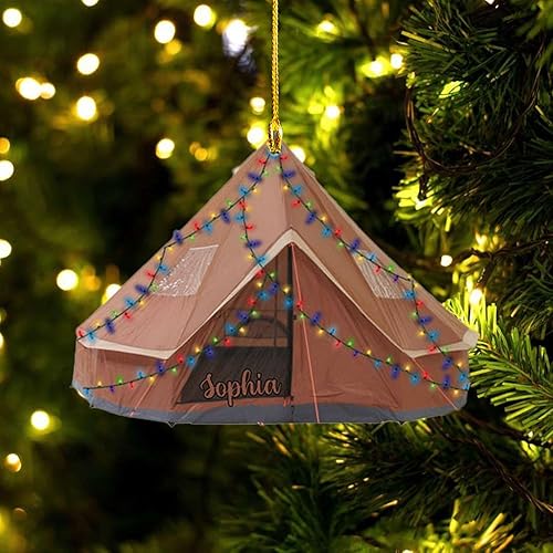 Miniatura 10 de Remolque de viaje personalizado, adorno en forma de mochilero, estampado plano de plástico de mica de dos caras, nombre personalizado, árbol de