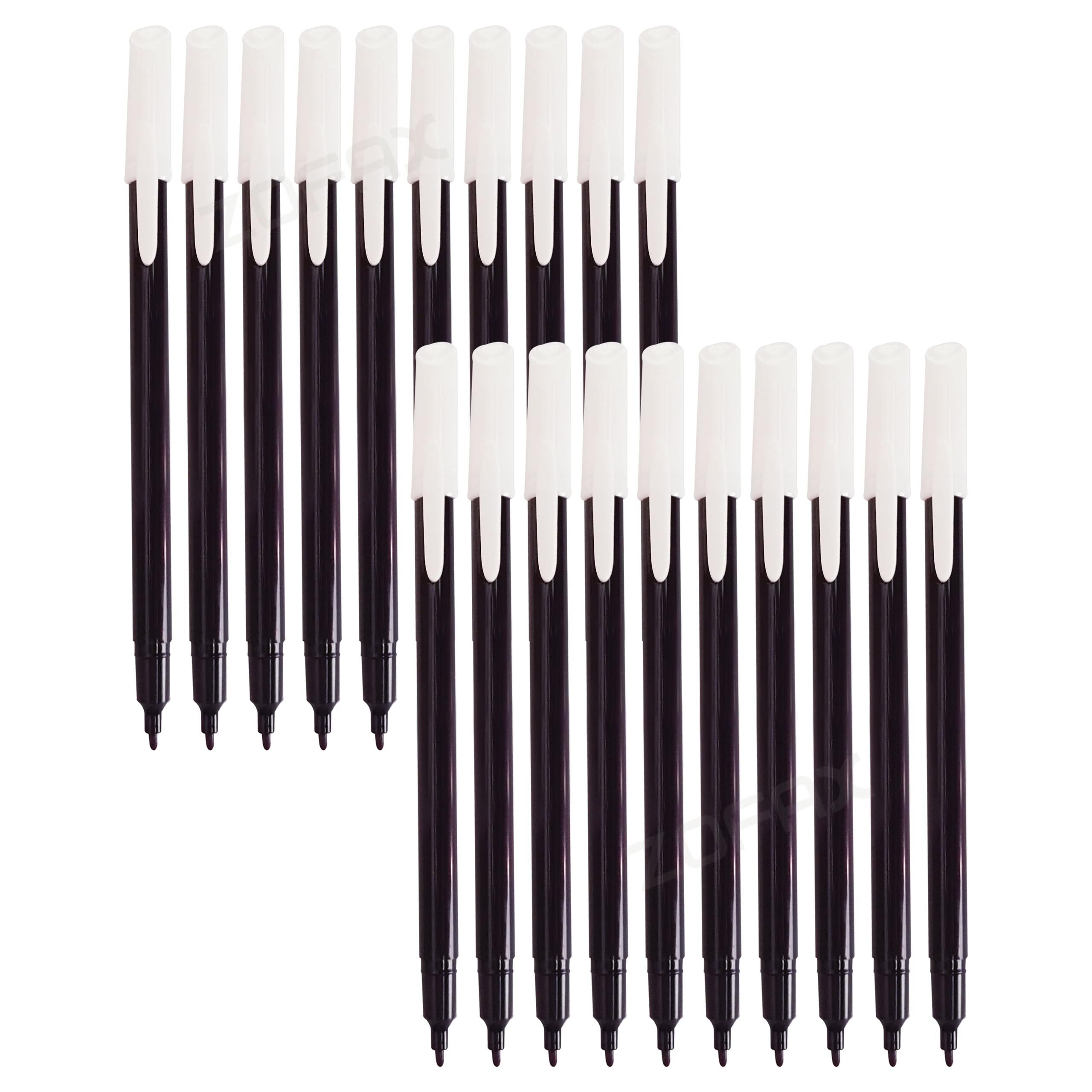 Feltra Felt Tips Colouring Pens, BLACK, Pack of 20, Draw Sketch Mark Write Felt Pens, Arts Crafts Activities School Office Home Use, iZOFAX