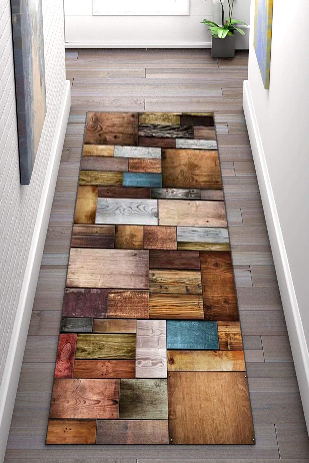 Dywan chodnik na korytarz geometryczny antypoślizgowy, chodnik kuchenny dywan poliester nadaje się do prania w korytarzu, kuchni, sypialni, salonu, szerokość 60 cm/70 cm/80 cm/90 cm/100 cm (rozmiar: 80 x 300 cm)