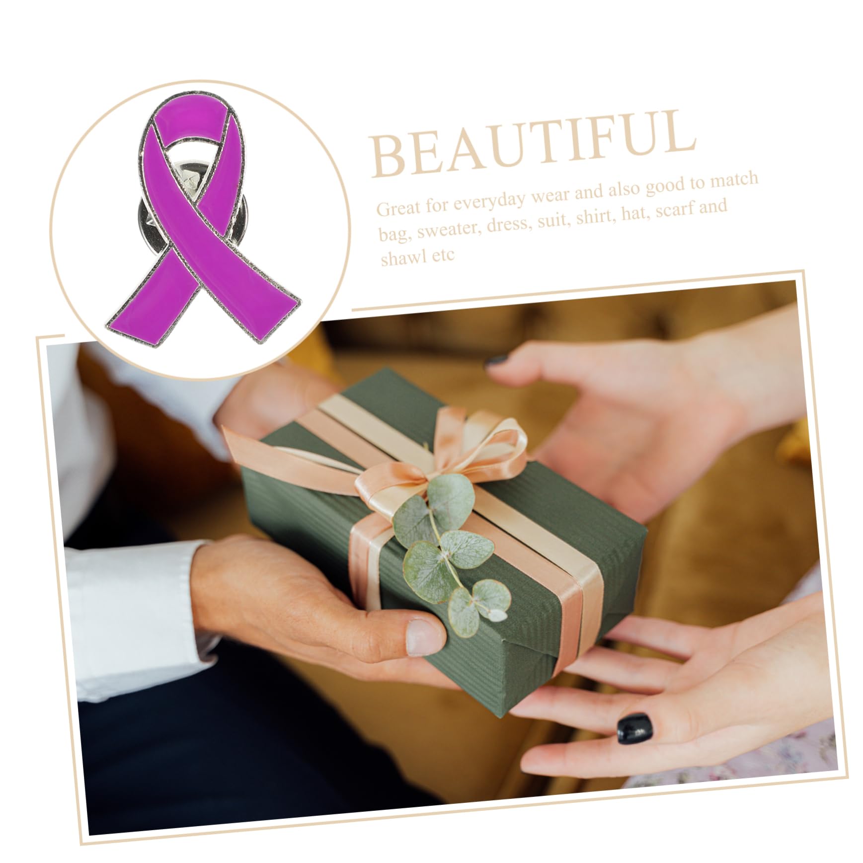 30pcs Purple Ribbon Brooches Zinc Alloy Charity Pins Anti-Violence Breastp