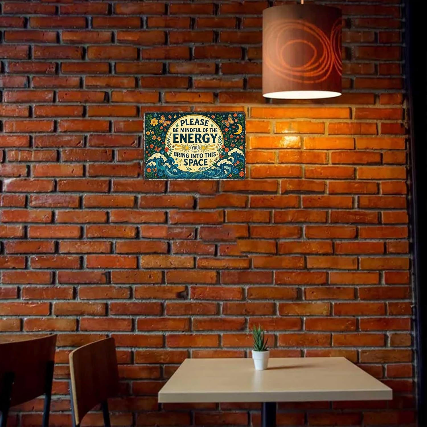 Mindful Energy Quote Sign 8x12 Inch "Please Be Mindful Of The Energy You Bring Into This Space" Aluminum Resists Bending, Pre-Drilled Holes, Rust & Stains - Wall Decor for Home, Office, Yoga Studio - Image 5