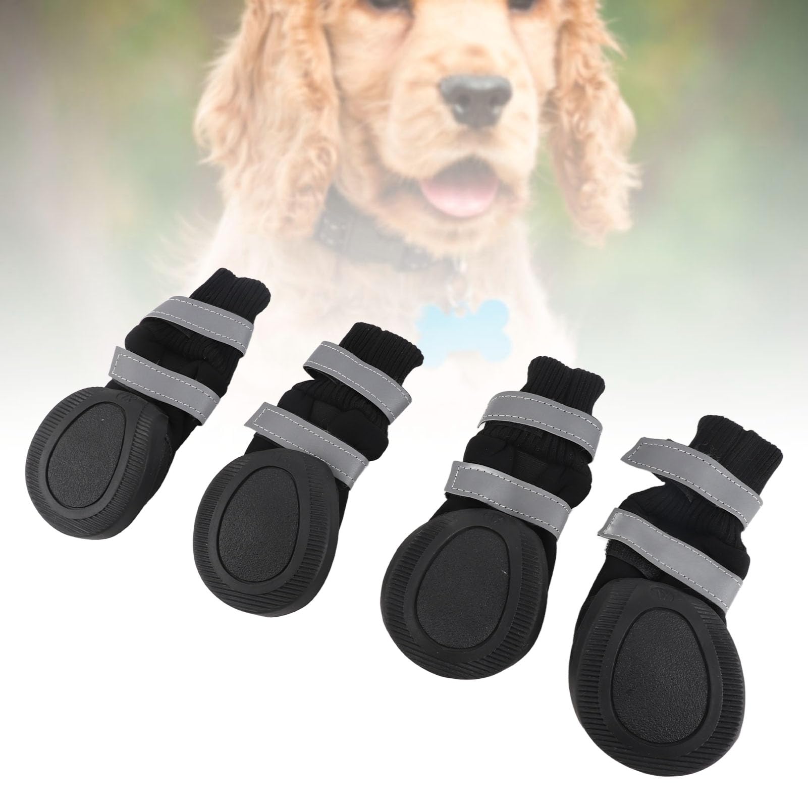 Zerodis 4 Piezas de Botas para Perros, Zapatos de protección Antideslizantes Negros para Perros Botas de protección cálidas Impermeables para Perros medianos y Grandes(XL Azul)