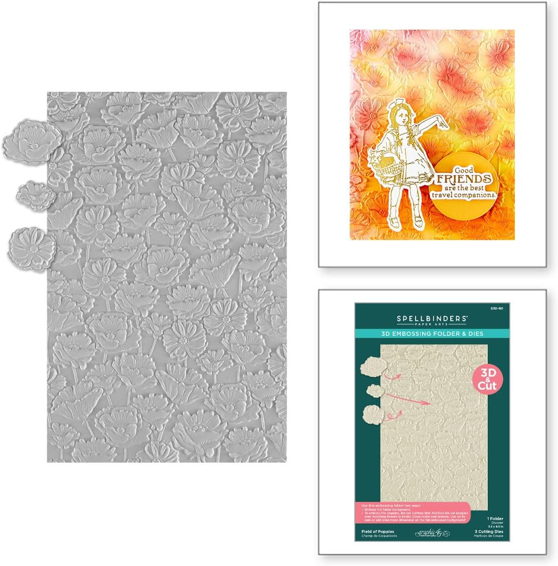 Spellbinders E3D-161 Field of Poppies 3D Emboss & Cut Folder from the Wonder of Oz Collection by Graphic45