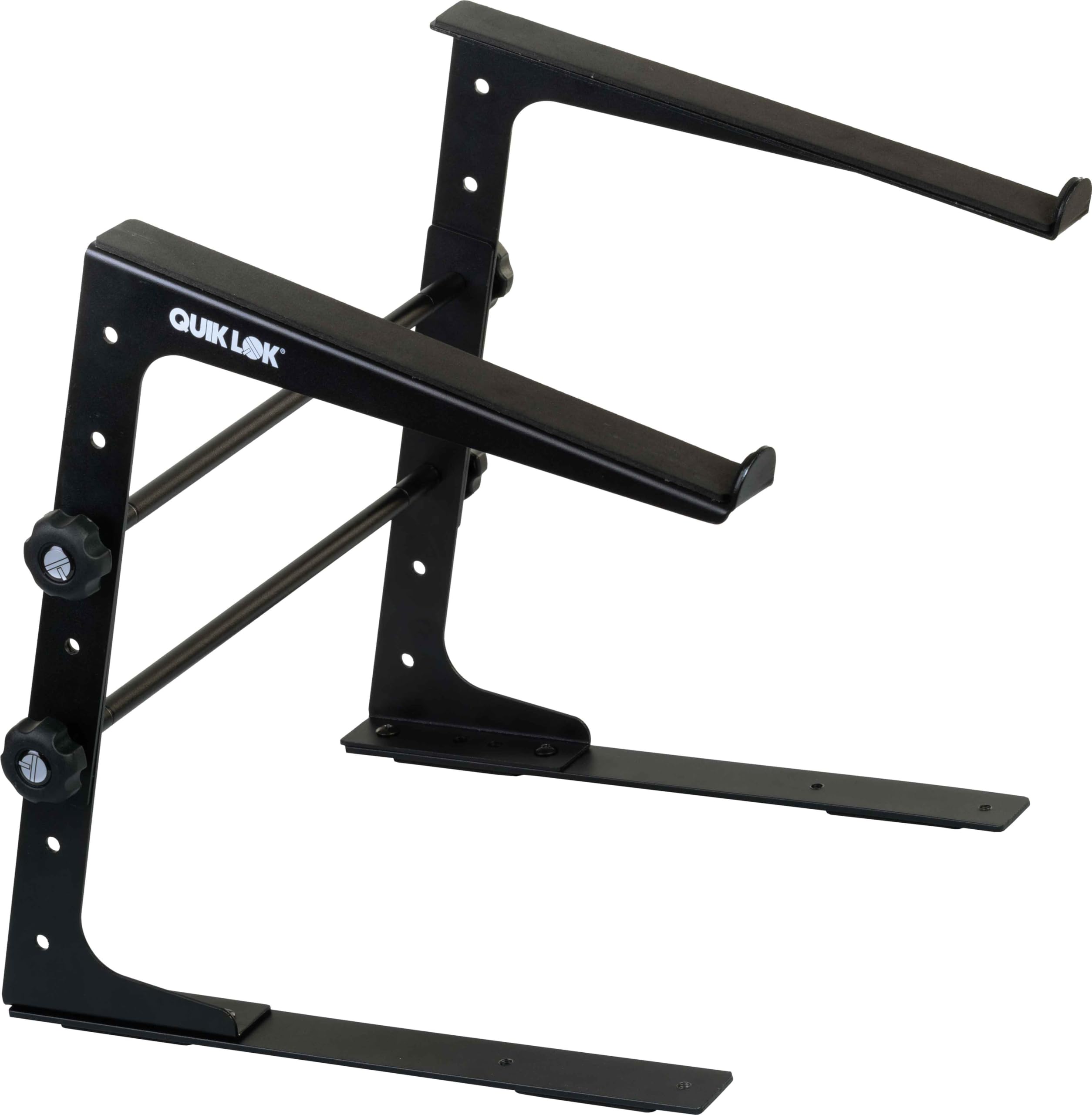 QUIK LOK - LPH/009 Multifunctional and Modular Table Stand, Base with Plates 30.5 cm x 3 cm, with Rubber Strips, Two Clamps Supplied, Height Adjustable, Steel, Colour Black