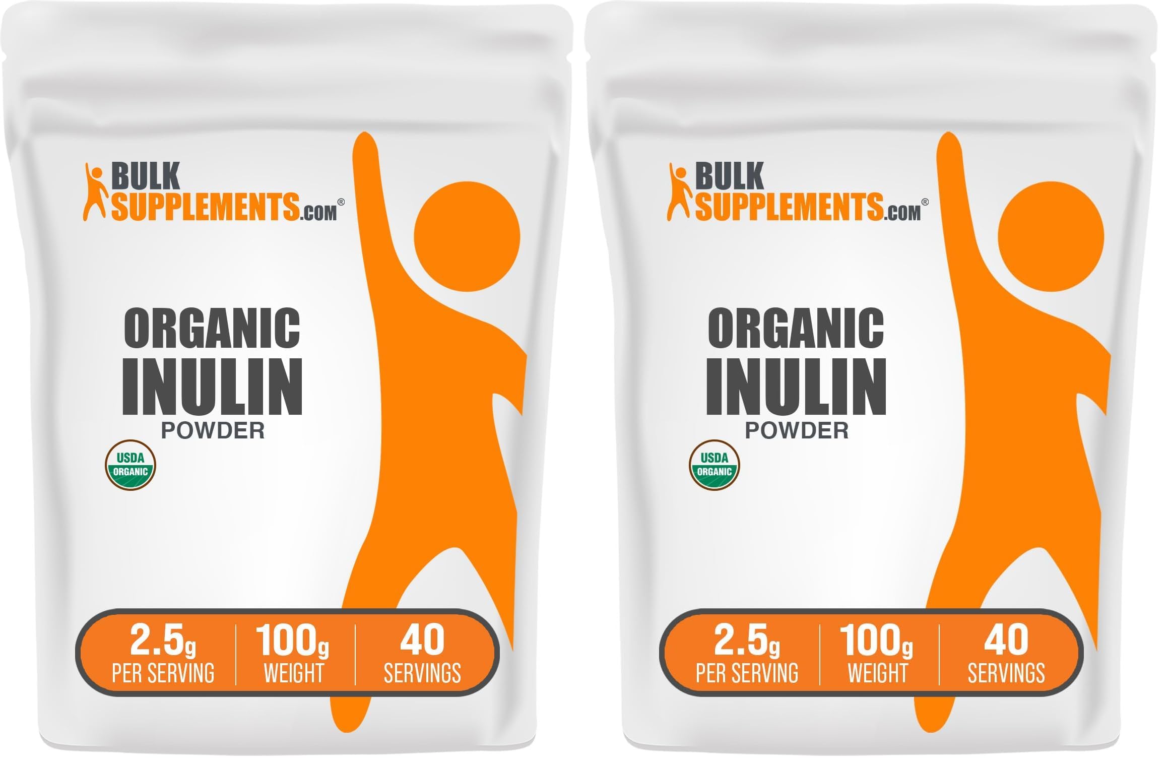 BulkSupplements.com Organic Inulin Powder - Inulin Supplement, Soluble Fiber Powder - Vegan & Gluten Free - 2.5g per Serving, 100g (3.5 oz) (Pack of 2) 0.22 Pound (Pack of 2)