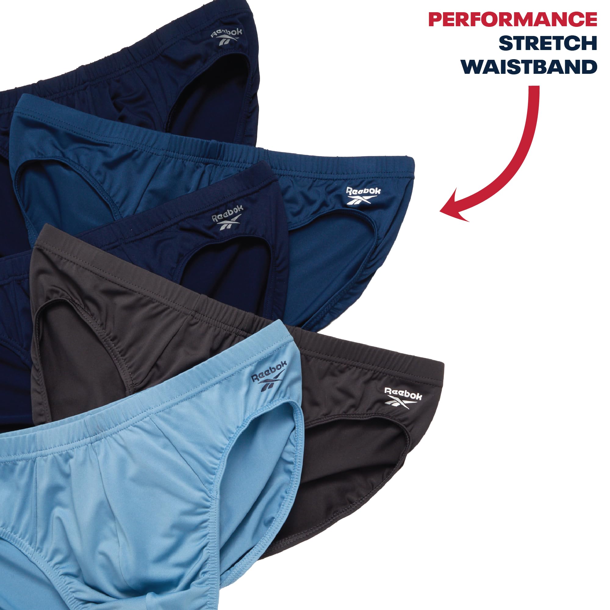 Reebok Męskie majtki z niskim stanem, 5 sztuk, miękka bawełniana bielizna z podtrzymującą torebką konturową, wspierające dopasowanie do codziennego noszenia