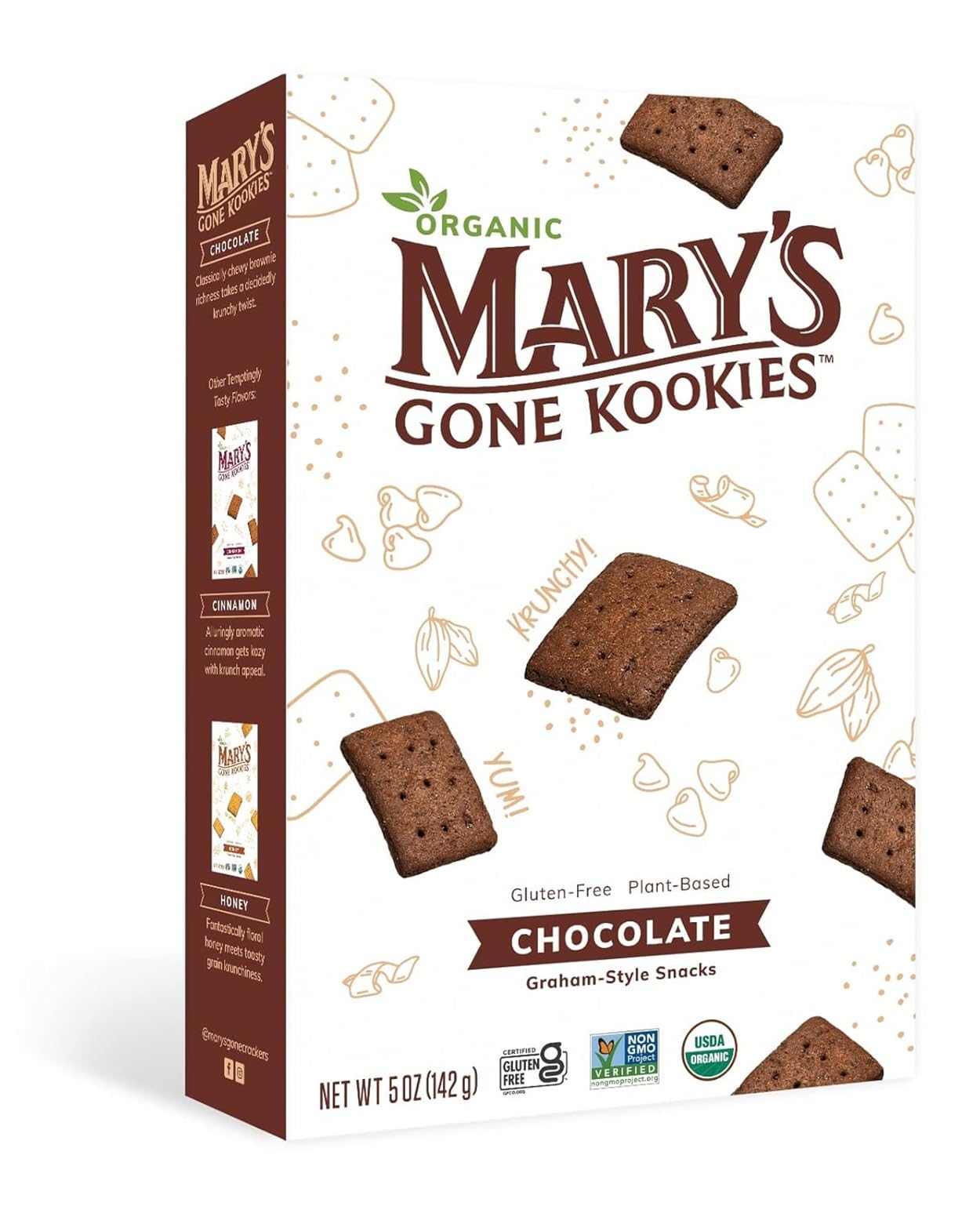 Mary's Gone Crackers Graham-Style Kookies, Gluten-Free, Plant Based Snack, Chocolate, 5-oz., Pack of 1USDA Organic