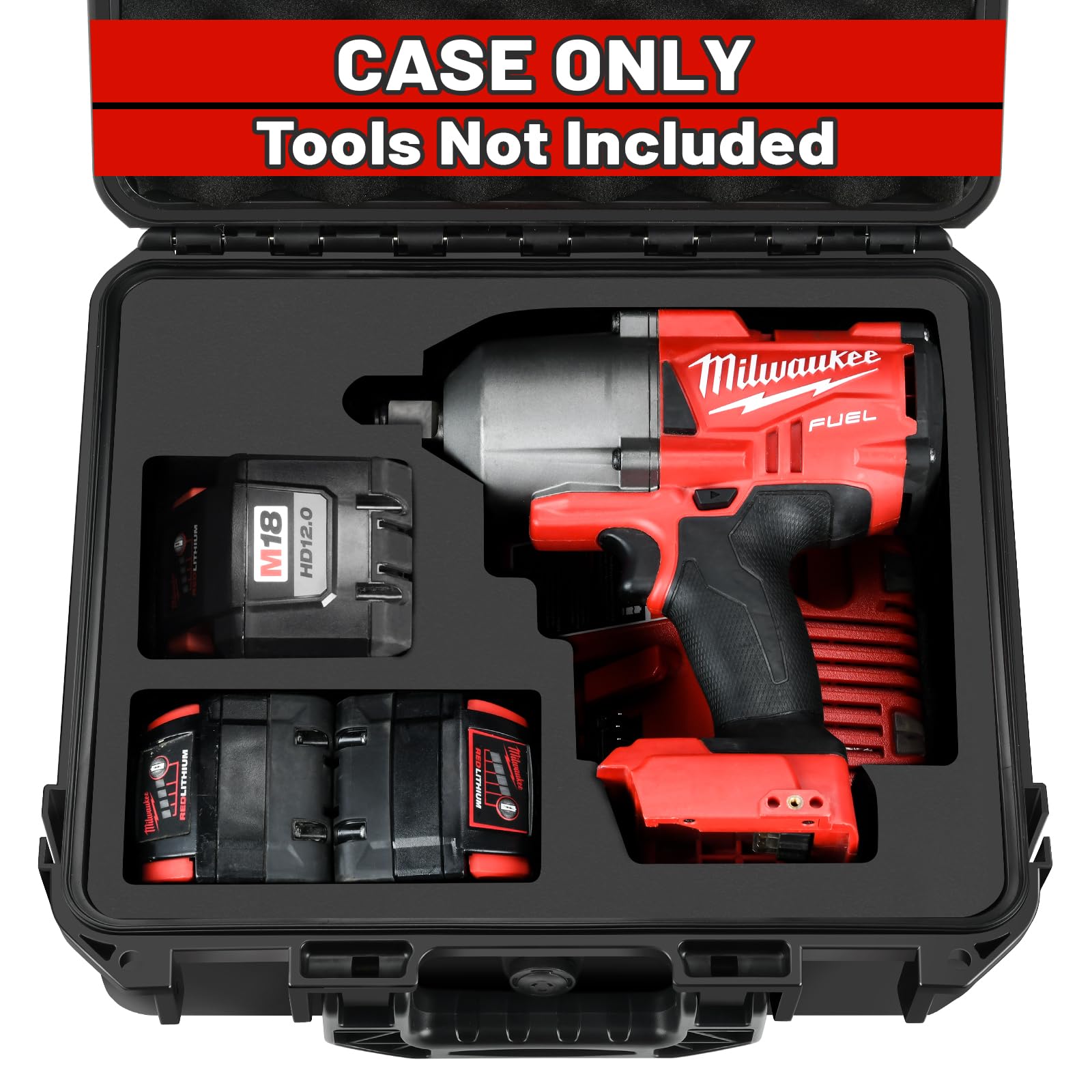 Case for Milwaukee M18 Impact and Torque Wrench - Waterproof Hard Tool Box for Milwaukee Set, Power Tool Combo Kit Bag for Milwaukee 2/1 3/4 3/8 Cordless Torque Wrenches/Battery/Charger (Case Only)