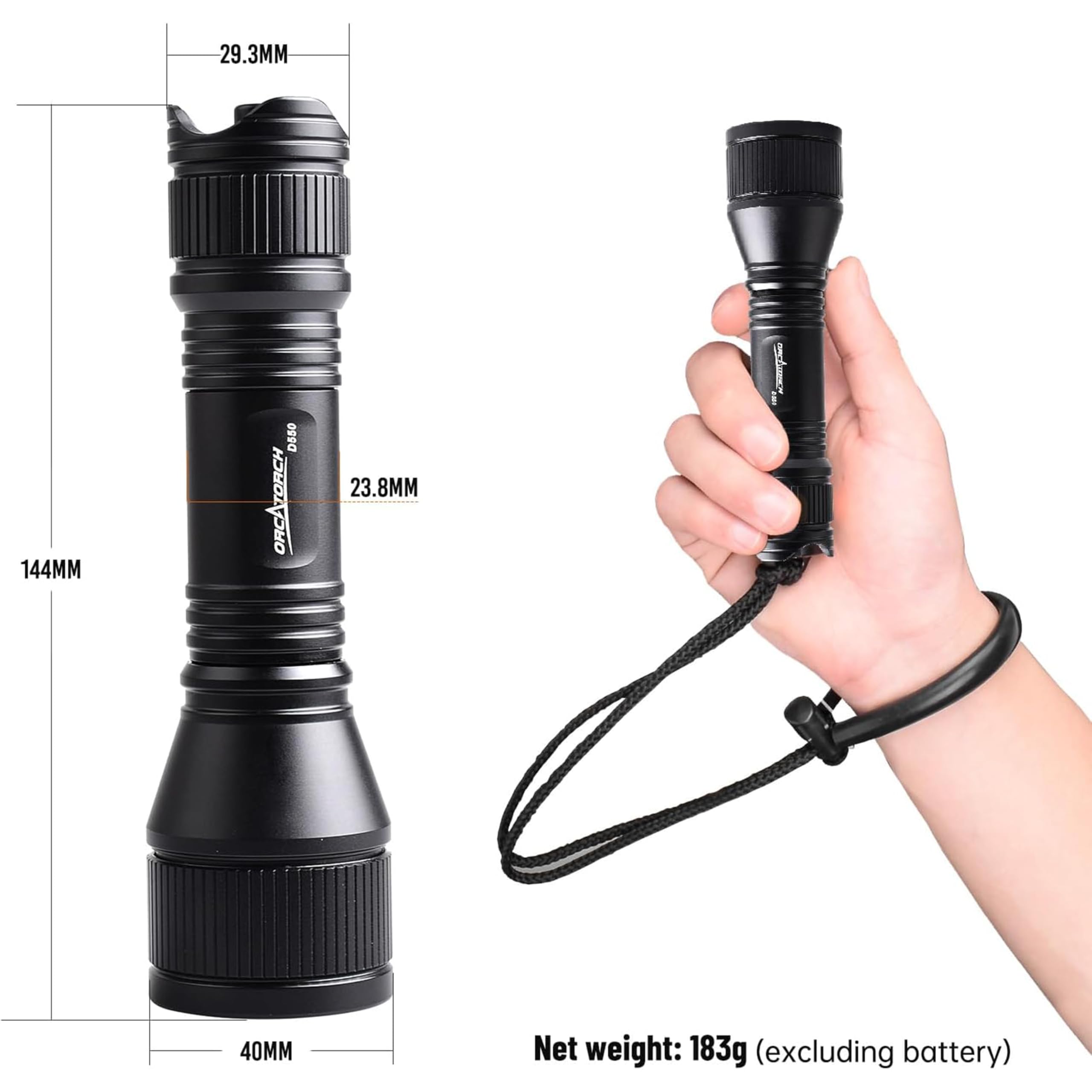 ORCATORCH D550 Max 1000ルーメン ダイビングライト ダイバ OrcaTorch D550 1000 Lumens Scuba Diving Light with Tail Magnetic