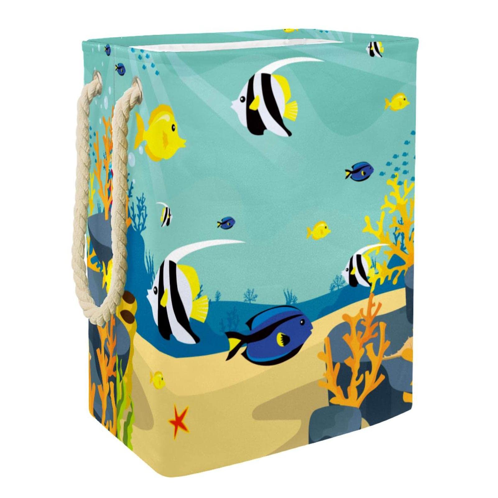Panier à linge personnalisé Seabed2 grand format en tissu avec poignées pour chambre