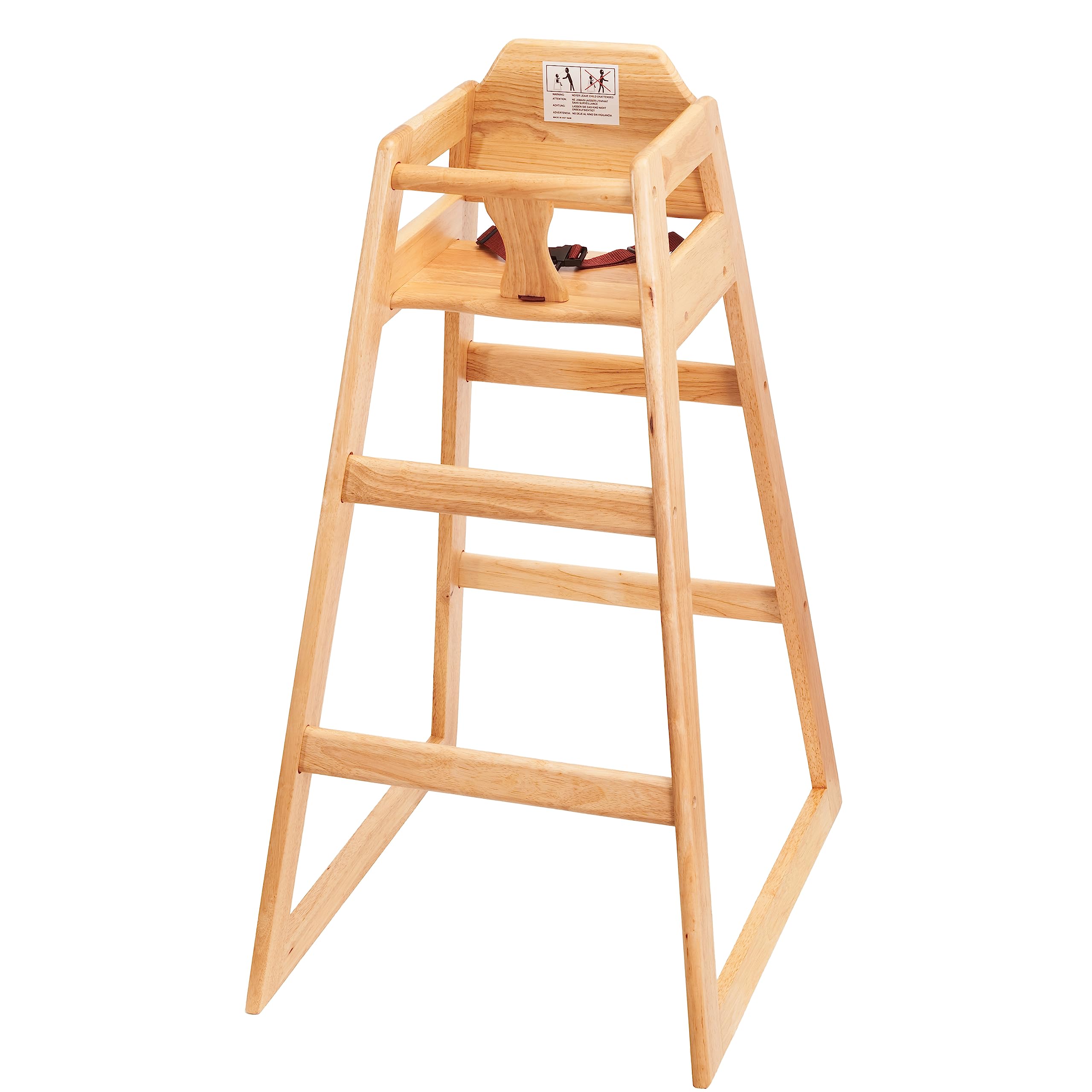Natural Wooden Bar Height Restaurant High Chair – Stackable Rubberwood Dining Chair for Bar Height Tables, Easy-Clean Finish, Commercial Restaurant Seating