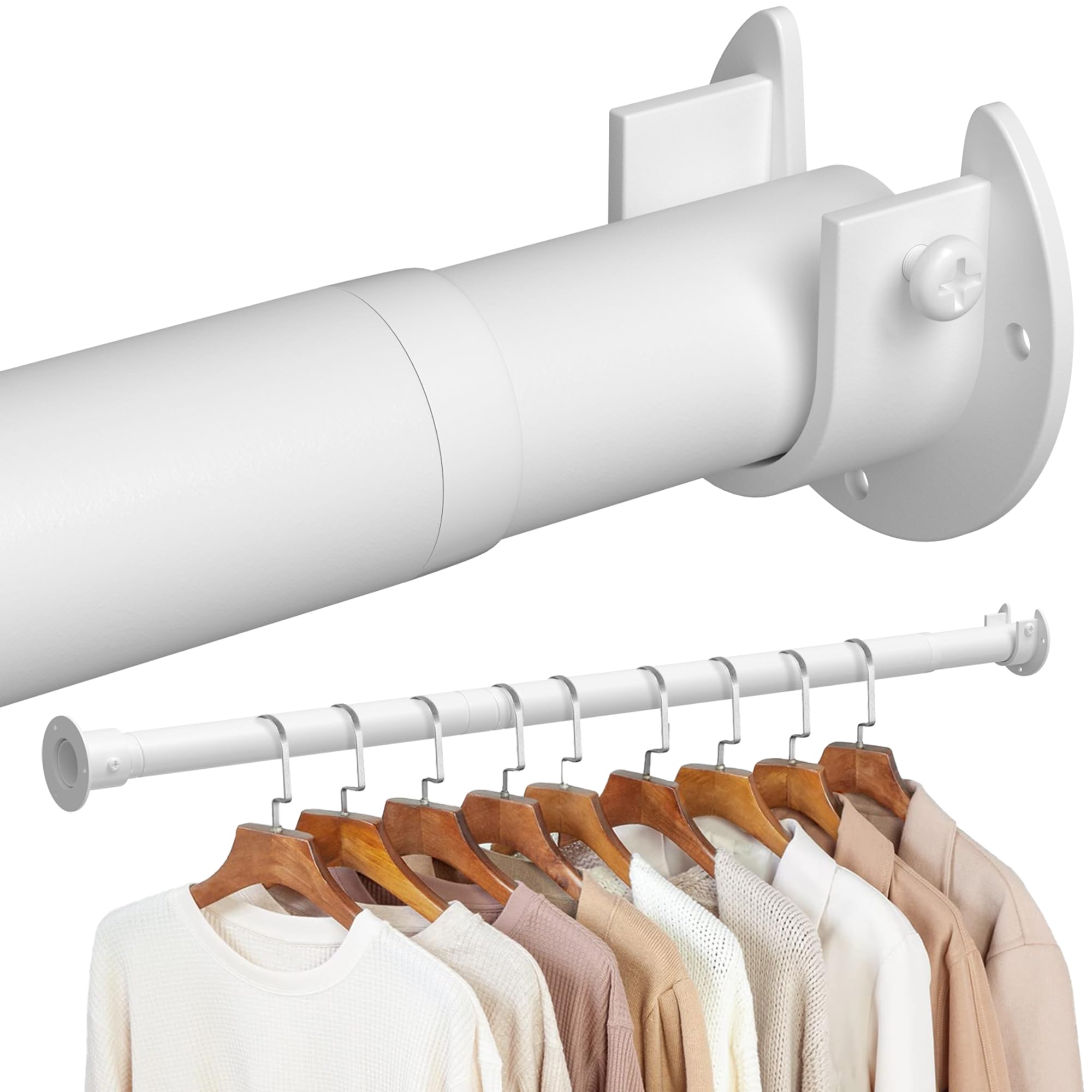 White Closet Rod 17 To 40 Inches Adjustable Closet Rods