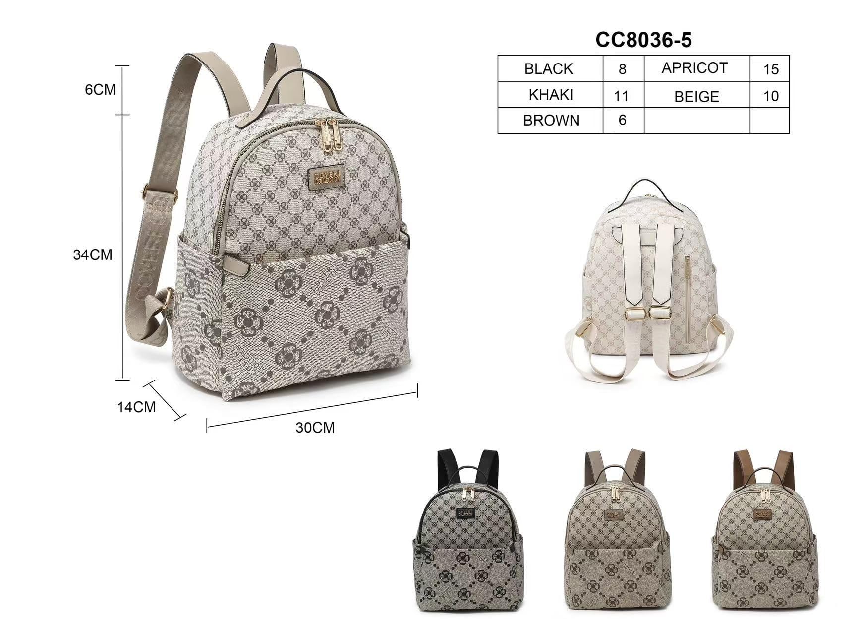 COVERI COLLECTION Zaino Donna, Ecopelle Stampata con Motivo, Dimensioni 30x15x32 cm, Tasche Multiple e Tracolle Regolabili Art. 8036-5