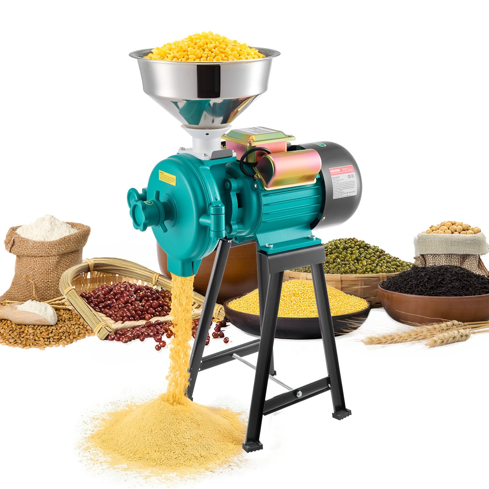 VEVOR Macchina per Polverizzazione Cereali Spezie Grano, Polverizzatore in Ghisa da 2200 W ad Alta Velocità con Piedini in Gomma Antiscivolo, per Cereali Secchi, Spezie, Caffè, Mais e Pepe - 2