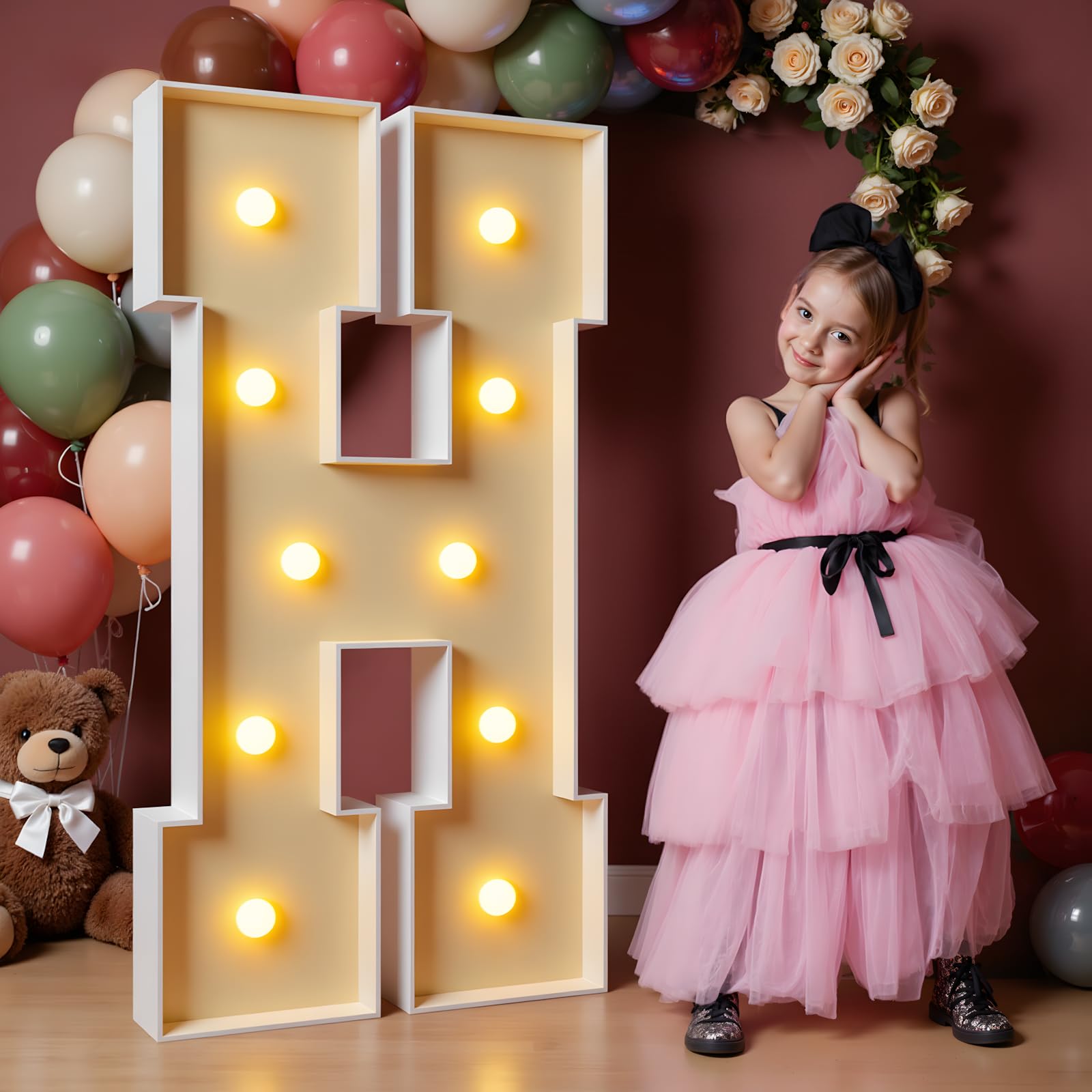 Photo 1 of imprsv 4FT Marquee Letters, Large Light Up Letters H Sign for Party Decor