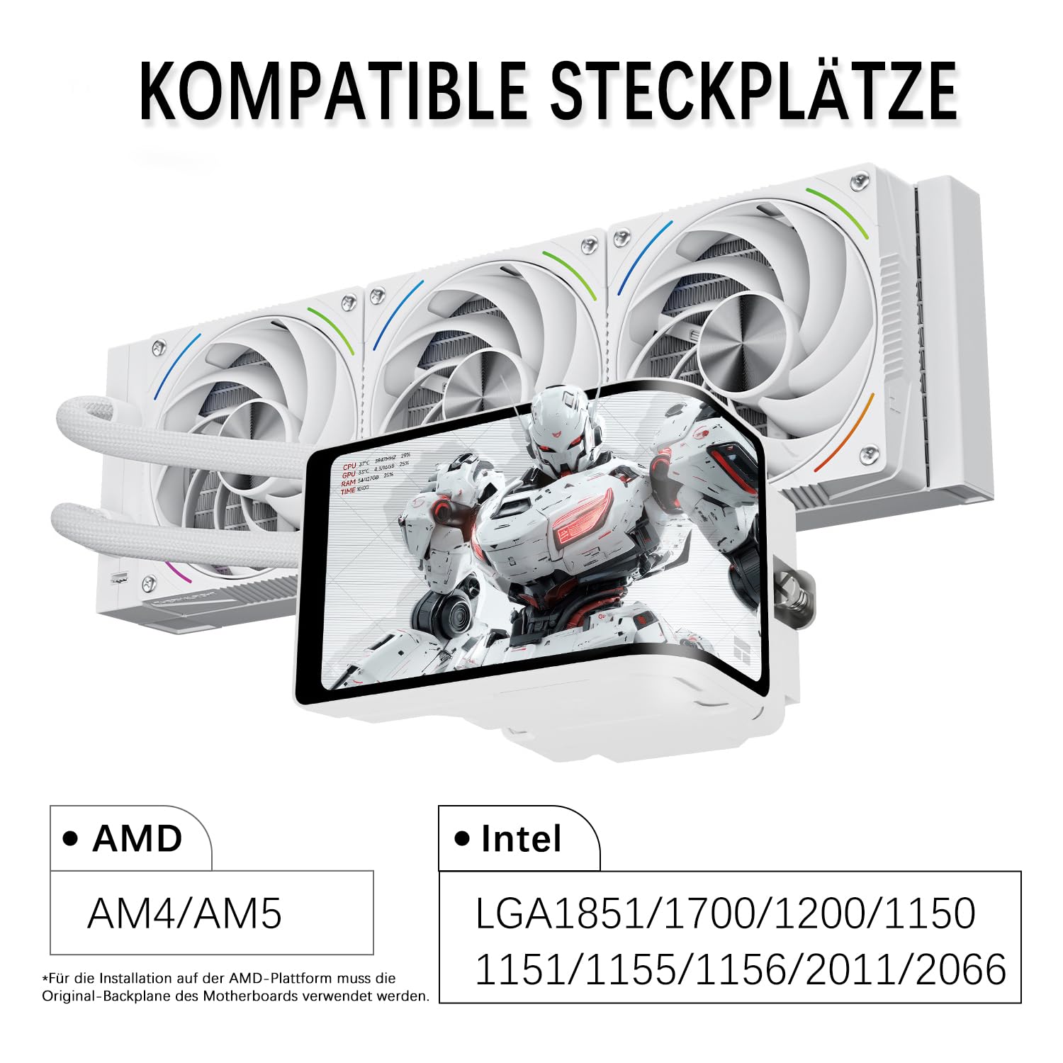 TR-Thermalright Wonder Vision 360 Turbo ARGB Bianco Liquido Dissipatore per CPU, 6,67'' Schermo Curvo 3D con Risoluzione 2400x1080 - Magnetico, 360mm Aio Bianco, per AM5, LGA1851/1700