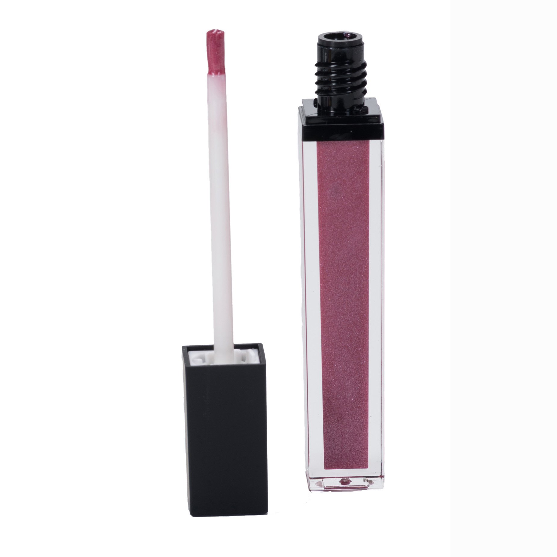 Moisturizing Lip Gloss: Lucite Square Bottle with Black Matte Cap and Brush Applicator Set - Clear, Natural, and Sensational Look - Women and Girls. By Jill Kirsh Color (Diamond Lilac)