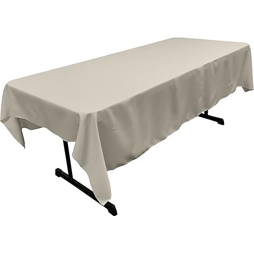 LA Linen Polyester Poplin Rectangular Tablecloth, 60 x 90, Light Gray