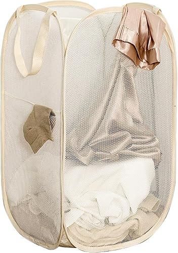 Aplter Cestas plegables para ropa sucia, cesta portátil de malla para el hogar, dormitorio, viajes, crucero, gris