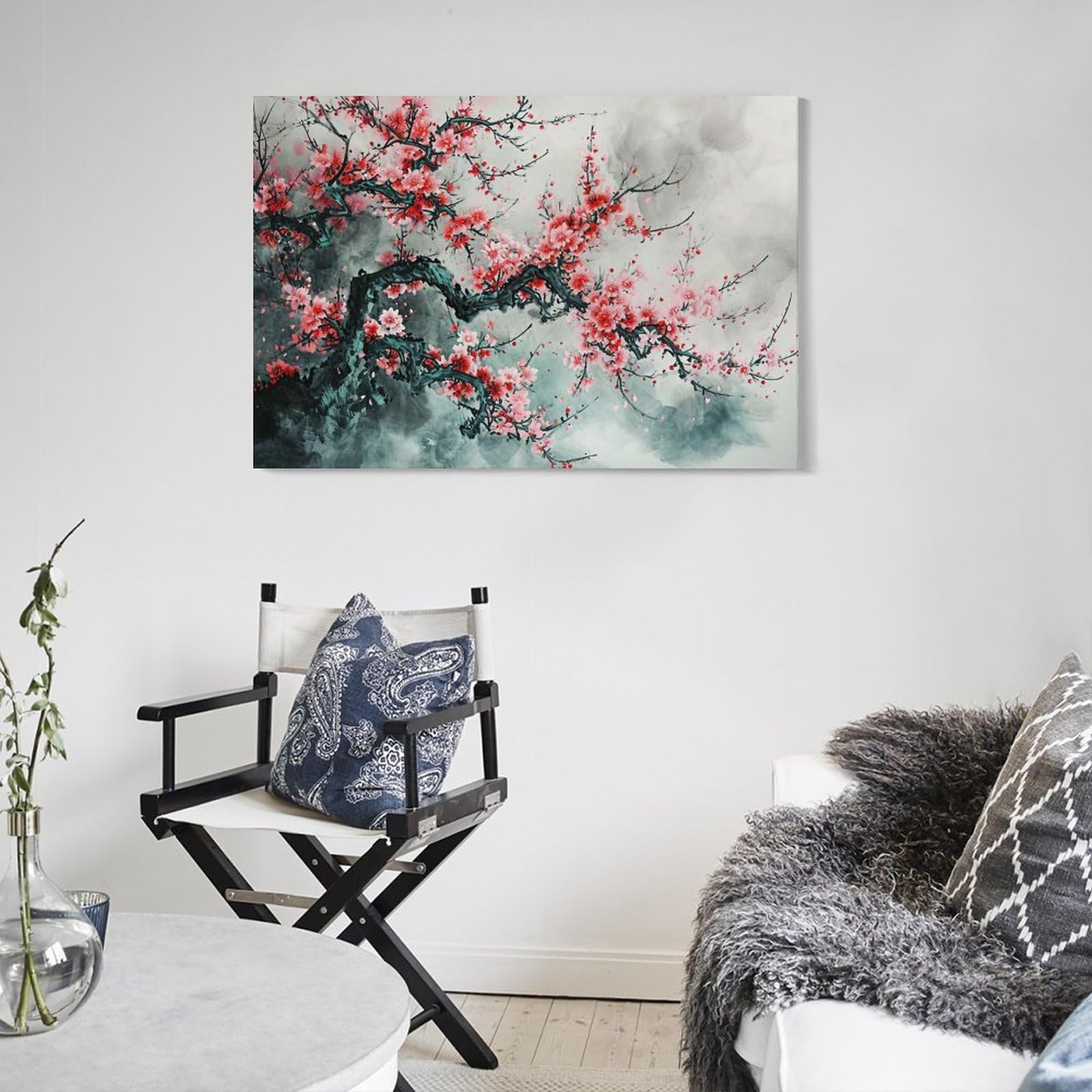 Amazon.co.jp: 絵画 梅の花の水墨画インテリア 絵画 水墨画 魅力的な花