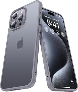 CASEKOO Armor Shockproof for iPhone 15 Pro Case [10FT Military Grade Protection] Matte Finish Protective Phone Case Anti-Fingerprint Non-Slip Thin Slim Hard Cover for iPhone 15 Pro - Gray