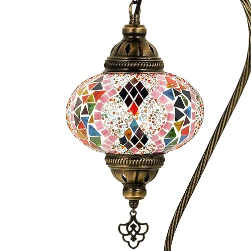 Miniatura 8 de 10 Variation Mosland Home Turkish Lamp Mosaic Table Lamps  Turkish Moroccan Lamp with Bronze Base  Handmade Swan Neck Tiffany Night Lamp  Mosaic