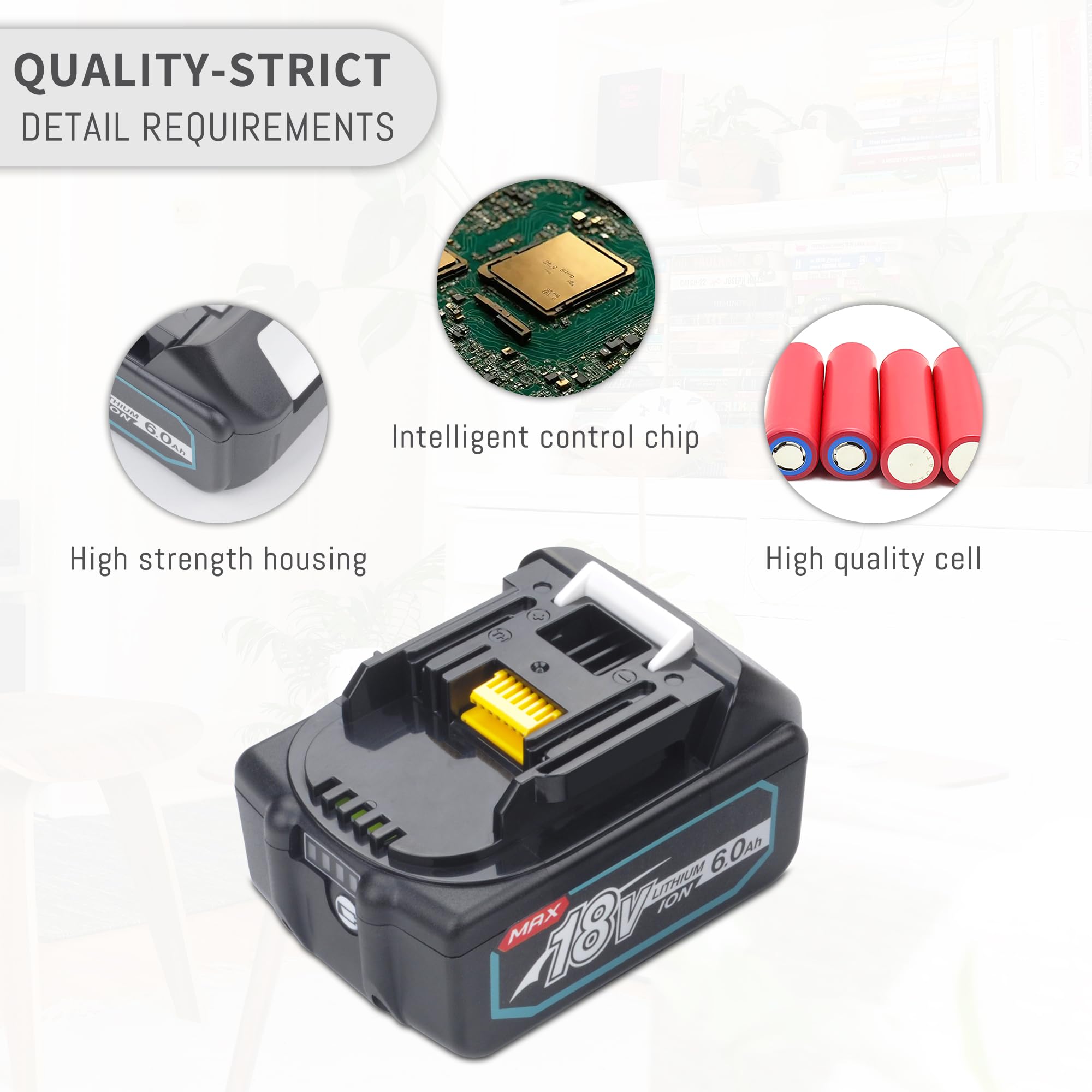 POWTREE 2 Paquetes 6000mAh Batería de Repuesto para Makita de 18 V BL1850B, batería Litiun