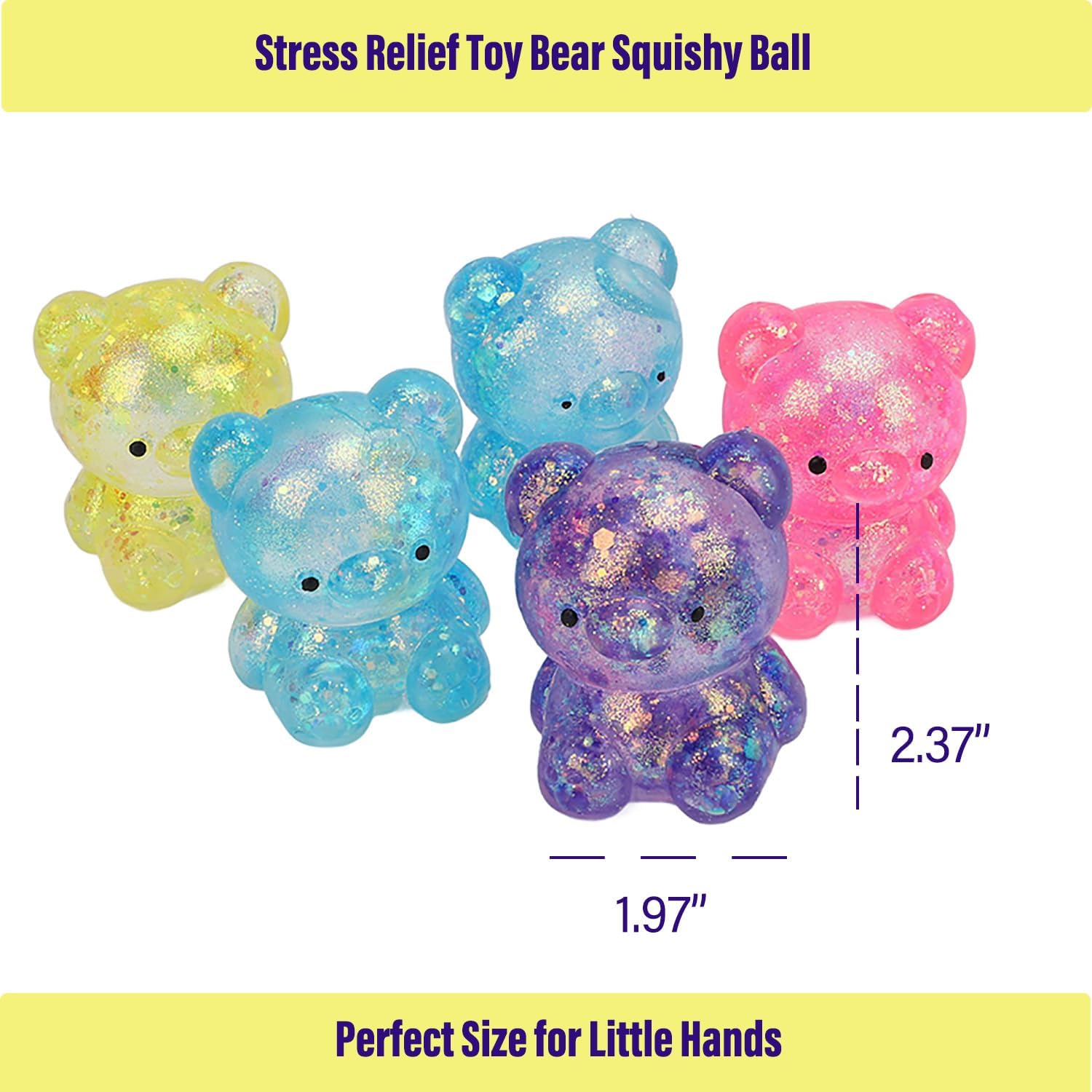 5Pcs Bear Nee Doh Stress Ball, Squishy Stress Balls Set, Squishy Slow Rising Stress Ball, Mixed Color Soft Flexible for Adults Home Office and Relaxation Use — view 2